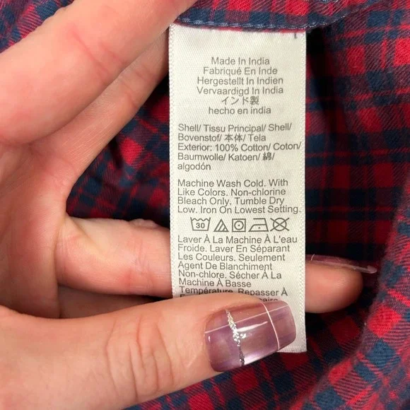 J.Crew Brushed Twill Plaid Button Down Shirt Red Navy Large Classic Fit Flannel - Picture 4 of 11